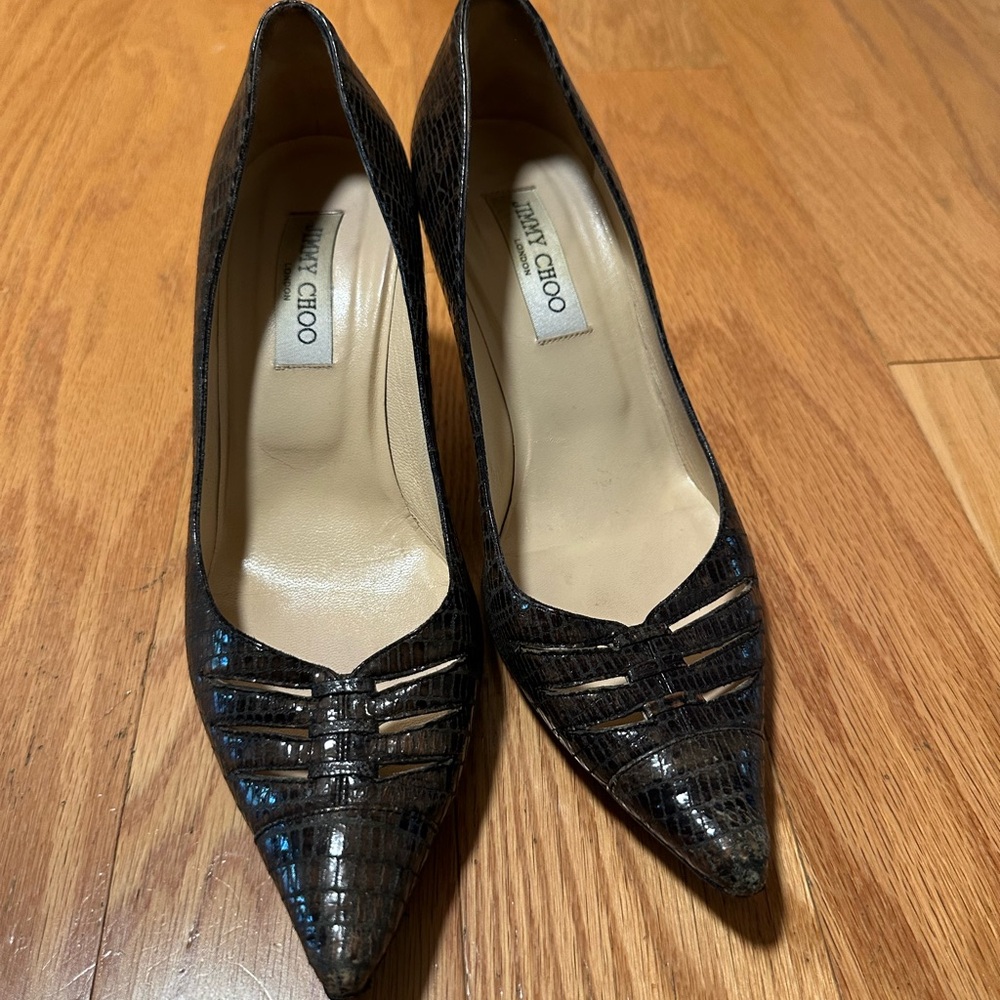 Jimmy Choo Black Textured Heels